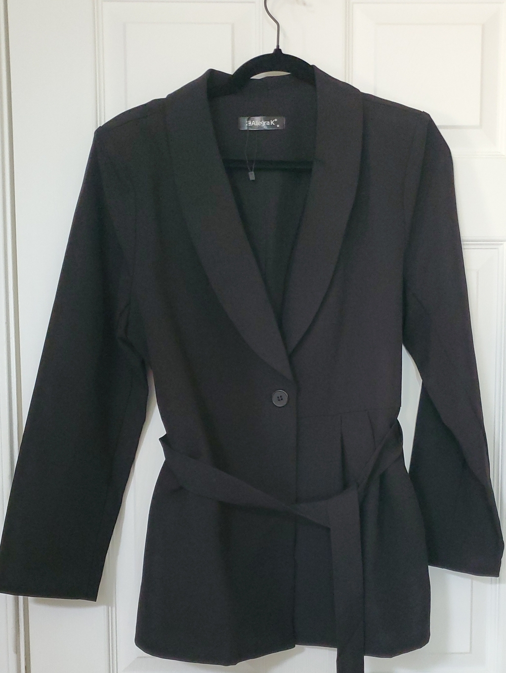 Allegra K Black Belted Blazer